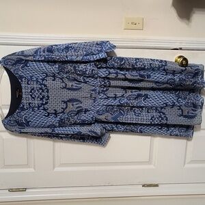 Gorgeous dress in blues and cream, bin